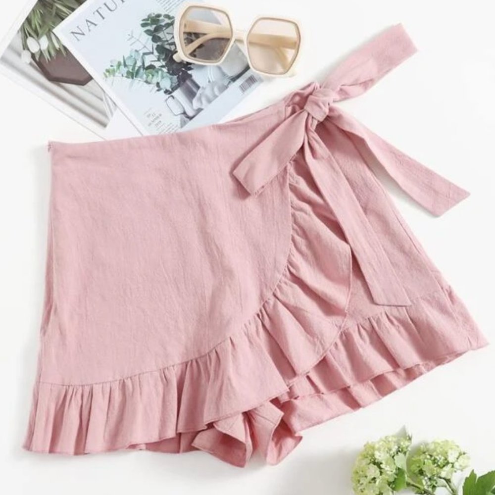 SheIn Pink Ruffle Shorts
